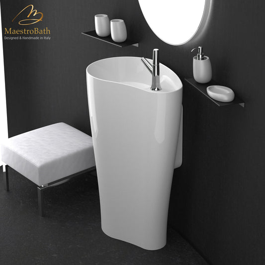 SEI Contemporary Pedestal Sink | White